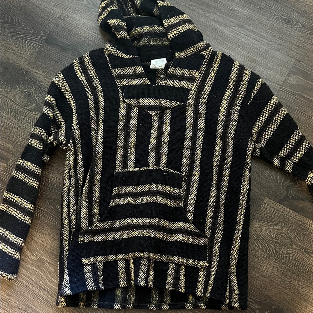 Men's Black and Tan Striped Sweater